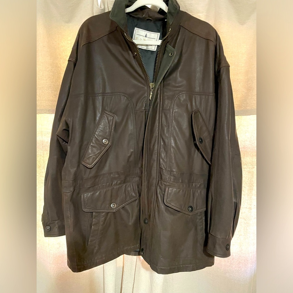 Towne From London Fog Leather Coat Mens Medium EUC!